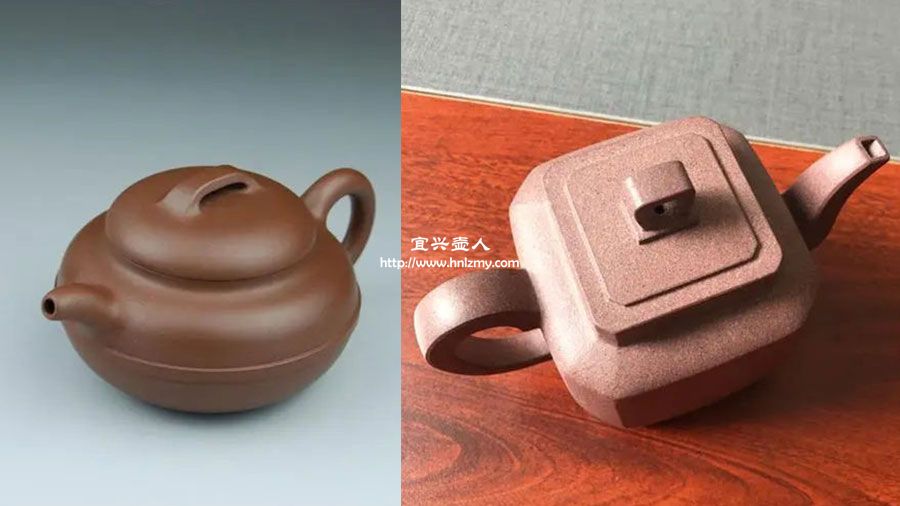 紫砂壺方壺與圓壺的對(duì)比圖